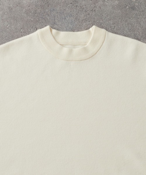 スウェットライクウォッシャブル ルーズセミモックネックニット