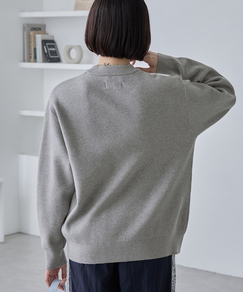 スウェットライクウォッシャブル ルーズセミモックネックニット