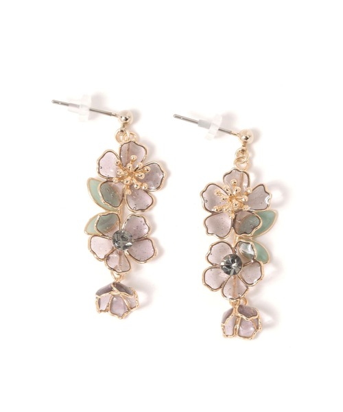 GLOBAL WORK（グローバルワーク）の「ゴージャスフラワーピアス/130970（ピアス（両耳用）・レディース・ホワイト/ベージュ/グレー・ONE SIZE）」の3枚目の写真