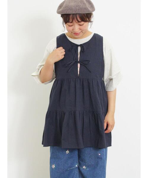 Samansa Mos2（サマンサ モスモス）の「◎前後2WAYティアードノースリチュニック（シャツ/ブラウス・レディース・ネイビー/オフホワイト/カーキ・F）」の18枚目の写真