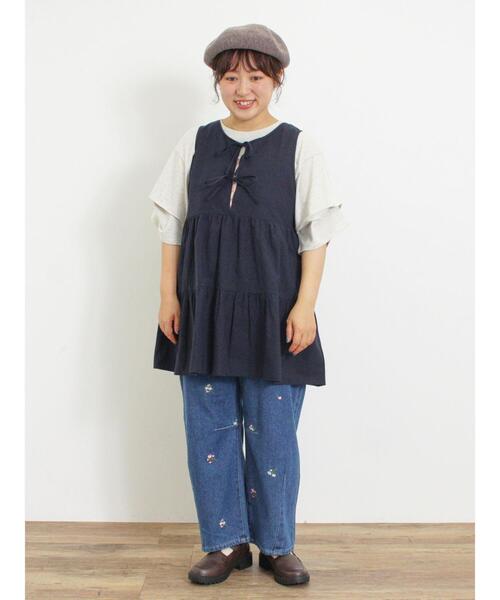 Samansa Mos2（サマンサ モスモス）の「◎前後2WAYティアードノースリチュニック（シャツ/ブラウス・レディース・ネイビー/オフホワイト/カーキ・F）」の17枚目の写真