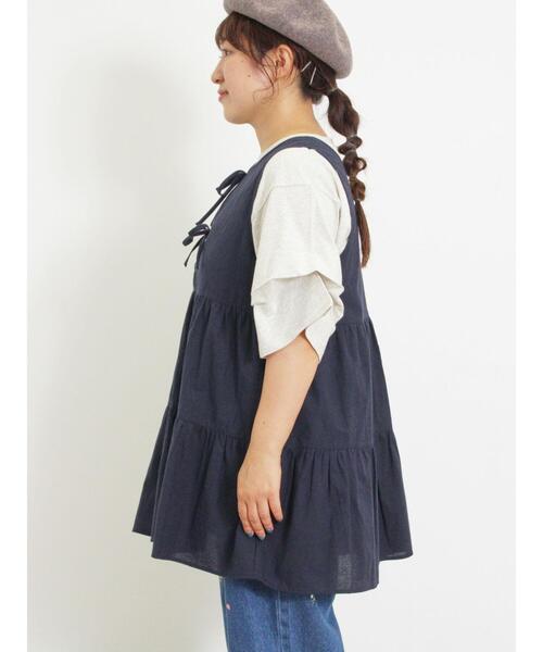 Samansa Mos2（サマンサ モスモス）の「◎前後2WAYティアードノースリチュニック（シャツ/ブラウス・レディース・ネイビー/オフホワイト/カーキ・F）」の13枚目の写真