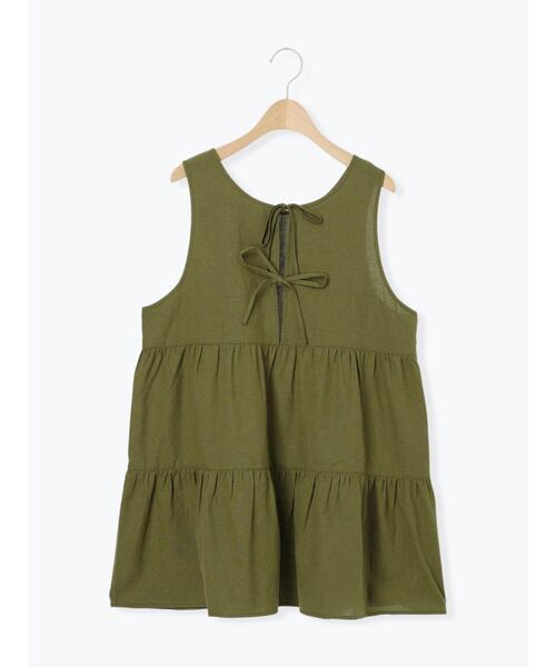 Samansa Mos2（サマンサ モスモス）の「◎前後2WAYティアードノースリチュニック（シャツ/ブラウス・レディース・ネイビー/オフホワイト/カーキ・F）」の6枚目の写真