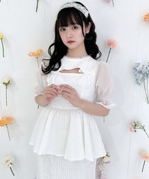 オープンリボンペプラムトップス