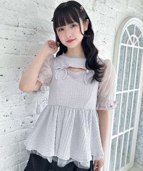 couture BY ROJITA（クチュールバイロジータ）の「オープンリボンペプラムトップス（Tシャツ/カットソー・レディース・ホワイト/ブラック/グレー・FREE）」の8枚目の写真