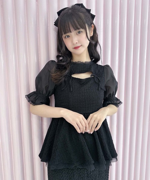 couture BY ROJITA（クチュールバイロジータ）の「オープンリボンペプラムトップス（Tシャツ/カットソー・レディース・ホワイト/ブラック/グレー・FREE）」の19枚目の写真