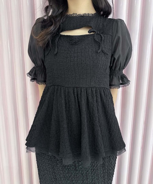 couture BY ROJITA（クチュールバイロジータ）の「オープンリボンペプラムトップス（Tシャツ/カットソー・レディース・ホワイト/ブラック/グレー・FREE）」の13枚目の写真