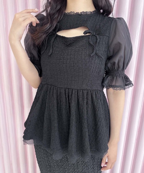 couture BY ROJITA（クチュールバイロジータ）の「オープンリボンペプラムトップス（Tシャツ/カットソー・レディース・ホワイト/ブラック/グレー・FREE）」の14枚目の写真