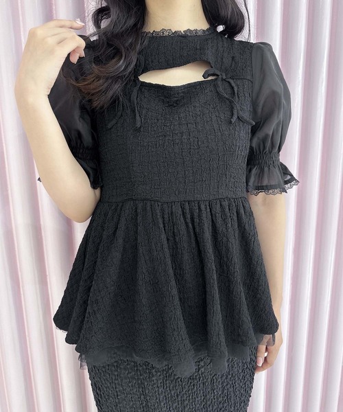 couture BY ROJITA（クチュールバイロジータ）の「オープンリボンペプラムトップス（Tシャツ/カットソー・レディース・ホワイト/ブラック/グレー・FREE）」の15枚目の写真