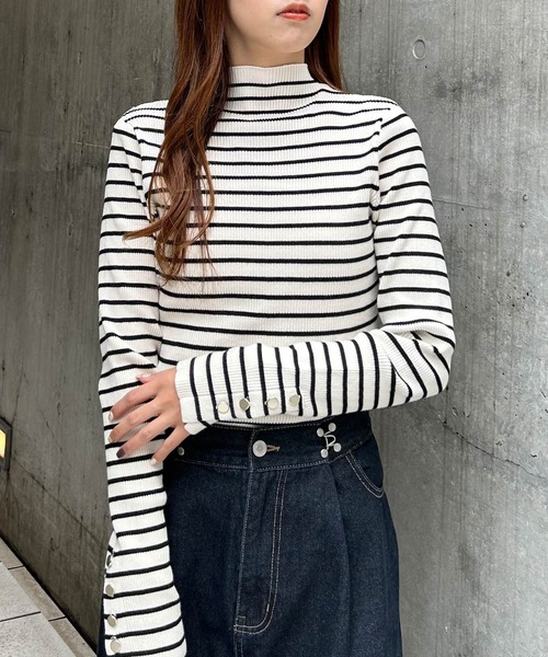 INGNI(イング)の「【WEB限定】ボトルネック袖金ボタンニット(ニット/セーター・レディース・ブラック/グレー/レッド/オフホワイト/ピンク/ブルー/その他/ピンク系/ミント/サックスブルー/ブラウン/グリーン・M)」の13枚目の写真