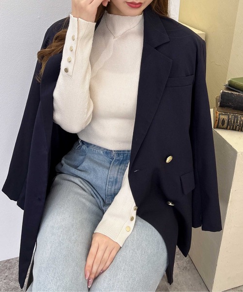 INGNI(イング)の「【WEB限定】ボトルネック袖金ボタンニット(ニット/セーター・レディース・ブラック/グレー/レッド/オフホワイト/ピンク/ブルー/その他/ピンク系/ミント/サックスブルー/ブラウン/グリーン・M)」の17枚目の写真