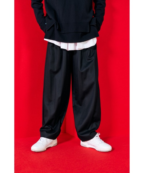 ストレッチサキソニー ストレートワイドパンツ（カーゴパンツ  