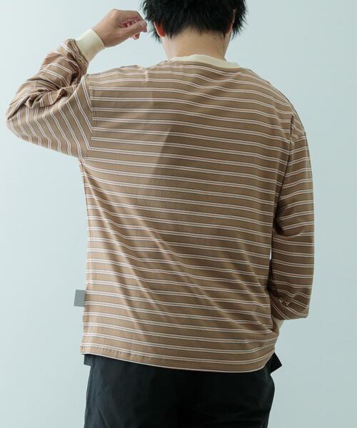 ddp（ディーディーピー）の「ddp　Retro Border Ringer Long-Sleeve T-shirts（Tシャツ/カットソー・メンズ・チャコールグレー/パープル/ブラウン・MEDIUM/LARGE/X-LARGE）」の6枚目の写真