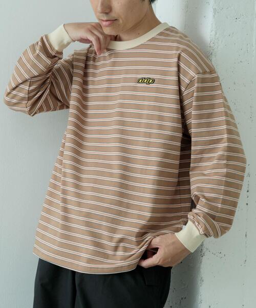 ddp（ディーディーピー）の「ddp　Retro Border Ringer Long-Sleeve T-shirts（Tシャツ/カットソー・メンズ・チャコールグレー/パープル/ブラウン・MEDIUM/LARGE/X-LARGE）」の7枚目の写真