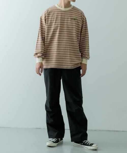 ddp（ディーディーピー）の「ddp　Retro Border Ringer Long-Sleeve T-shirts（Tシャツ/カットソー・メンズ・チャコールグレー/パープル/ブラウン・MEDIUM/LARGE/X-LARGE）」の8枚目の写真