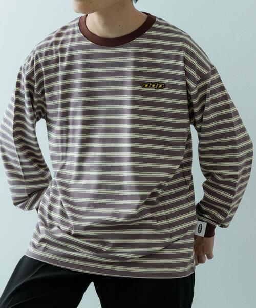 ddp（ディーディーピー）の「ddp　Retro Border Ringer Long-Sleeve T-shirts（Tシャツ/カットソー・メンズ・チャコールグレー/パープル/ブラウン・MEDIUM/LARGE/X-LARGE）」の17枚目の写真