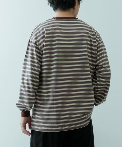 ddp（ディーディーピー）の「ddp　Retro Border Ringer Long-Sleeve T-shirts（Tシャツ/カットソー・メンズ・チャコールグレー/パープル/ブラウン・MEDIUM/LARGE/X-LARGE）」の18枚目の写真
