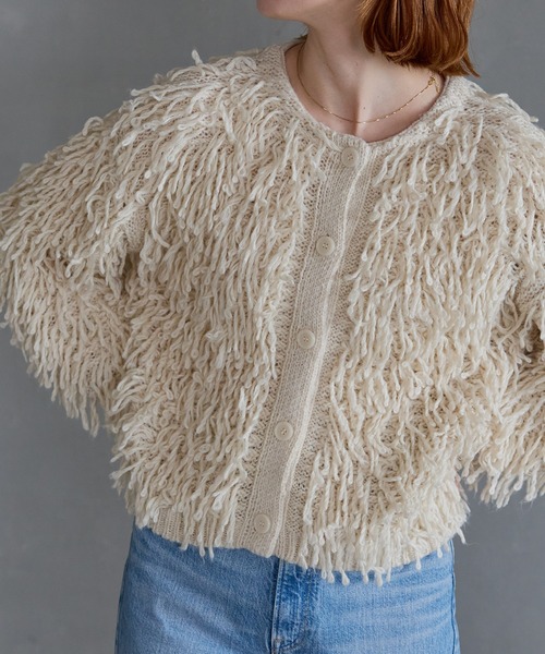 meilmada（メイルマダ）の「2wayループニットカーディガン（カーディガン/ボレロ・レディース・アイボリー/チャコールグレー・FREE）」の3枚目の写真