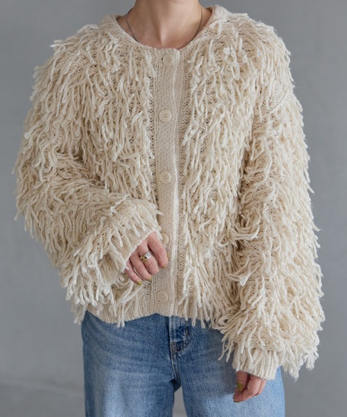 meilmada（メイルマダ）の「2wayループニットカーディガン（カーディガン/ボレロ・レディース・アイボリー/チャコールグレー・FREE）」の8枚目の写真