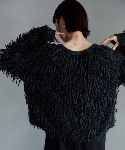 meilmada（メイルマダ）の「2wayループニットカーディガン（カーディガン/ボレロ・レディース・アイボリー/チャコールグレー・FREE）」の11枚目の写真