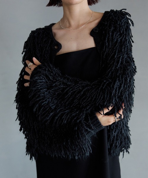 meilmada（メイルマダ）の「2wayループニットカーディガン（カーディガン/ボレロ・レディース・アイボリー/チャコールグレー・FREE）」の12枚目の写真