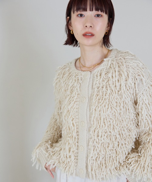 y.　16日までお取り置き　カラーループニットカーディガン y.様専用 16日までお取り置き カラーループニットカーディガン