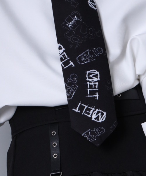 Amilige(アミリージュ)の「MELT Bear総柄プリントネクタイ(ネクタイ・レディース・ブラック・FREE)」の3枚目の写真