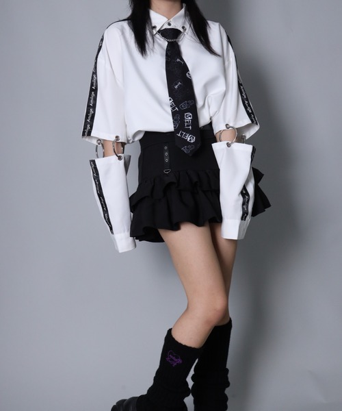 Amilige(アミリージュ)の「MELT Bear総柄プリントネクタイ(ネクタイ・レディース・ブラック・FREE)」の2枚目の写真