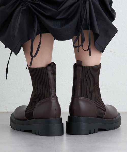 CIAOPANIC TYPY（チャオパニックティピー）の「ソックスブーツ（ブーツ・レディース・ブラウン/ブラック・SMALL/MEDIUM/LARGE）」の10枚目の写真