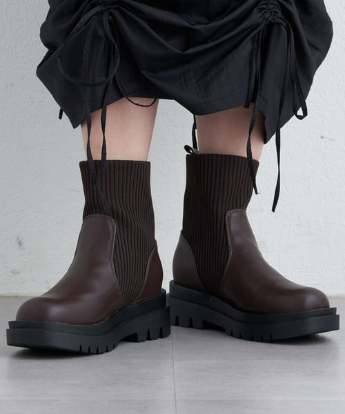 CIAOPANIC TYPY（チャオパニックティピー）の「ソックスブーツ（ブーツ・レディース・ブラウン/ブラック・SMALL/MEDIUM/LARGE）」の12枚目の写真