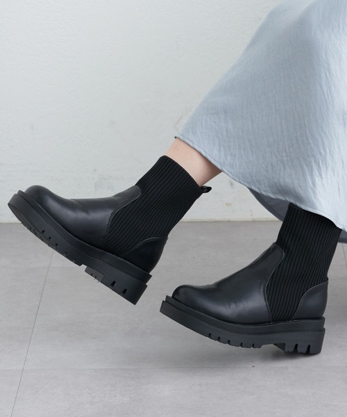 CIAOPANIC TYPY（チャオパニックティピー）の「ソックスブーツ（ブーツ・レディース・ブラウン/ブラック・SMALL/MEDIUM/LARGE）」の13枚目の写真