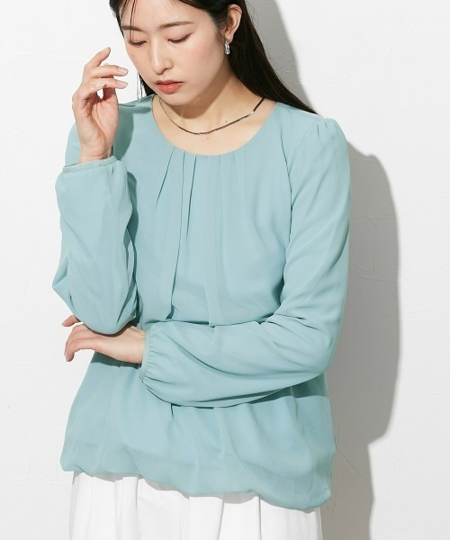 slattgir(スラットジール)の「高身長 タック入バルーンブラウス (トールサイズ)(シャツ/ブラウス・レディース・ブラック/サックスブルー/オフホワイト/グレー/チャコールグレー/ピンク系/ブルー系その他/ホワイト×ブラック・M/L/LL/3L/4L/5L)」の6枚目の写真