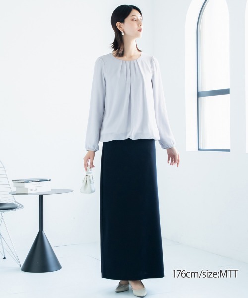 slattgir(スラットジール)の「高身長 タック入バルーンブラウス (トールサイズ)(シャツ/ブラウス・レディース・ブラック/サックスブルー/オフホワイト/グレー/チャコールグレー/ピンク系/ブルー系その他/ホワイト×ブラック・M/L/LL/3L/4L/5L)」の11枚目の写真