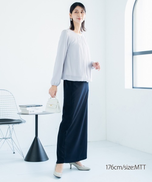 slattgir(スラットジール)の「高身長 タック入バルーンブラウス (トールサイズ)(シャツ/ブラウス・レディース・ブラック/サックスブルー/オフホワイト/グレー/チャコールグレー/ピンク系/ブルー系その他/ホワイト×ブラック・M/L/LL/3L/4L/5L)」の12枚目の写真