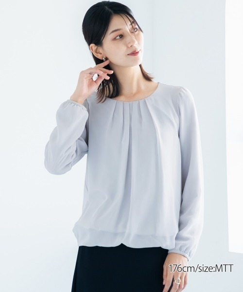 slattgir(スラットジール)の「高身長 タック入バルーンブラウス (トールサイズ)(シャツ/ブラウス・レディース・ブラック/サックスブルー/オフホワイト/グレー/チャコールグレー/ピンク系/ブルー系その他/ホワイト×ブラック・M/L/LL/3L/4L/5L)」の13枚目の写真