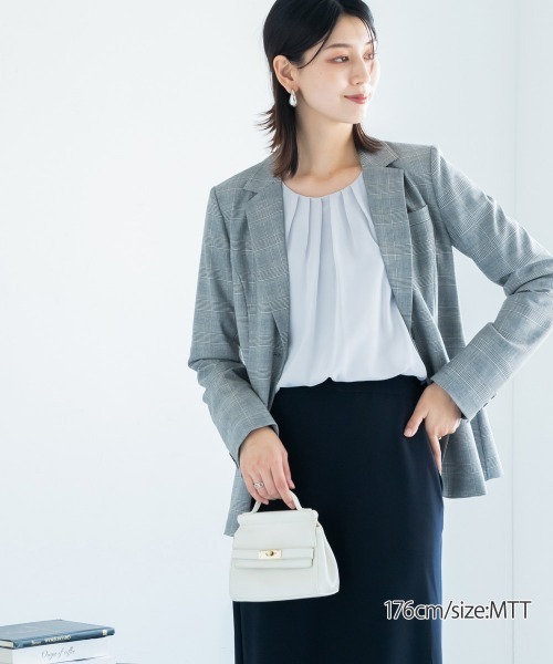 slattgir(スラットジール)の「高身長 タック入バルーンブラウス (トールサイズ)(シャツ/ブラウス・レディース・ブラック/サックスブルー/オフホワイト/グレー/チャコールグレー/ピンク系/ブルー系その他/ホワイト×ブラック・M/L/LL/3L/4L/5L)」の14枚目の写真