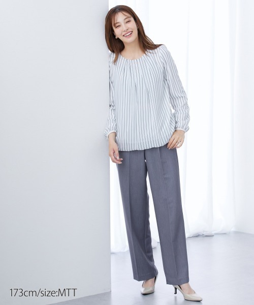 slattgir(スラットジール)の「高身長 タック入バルーンブラウス (トールサイズ)(シャツ/ブラウス・レディース・ブラック/サックスブルー/オフホワイト/グレー/チャコールグレー/ピンク系/ブルー系その他/ホワイト×ブラック・M/L/LL/3L/4L/5L)」の20枚目の写真