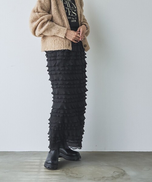 coen（コーエン）の「フリルナロースカート（スカート・レディース・オフホワイト/ブラウン/ブラック・FREE）」の5枚目の写真