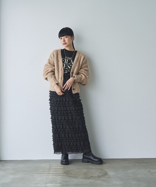 coen（コーエン）の「フリルナロースカート（スカート・レディース・オフホワイト/ブラウン/ブラック・FREE）」の8枚目の写真