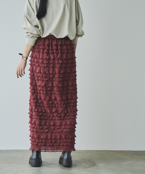 coen（コーエン）の「フリルナロースカート（スカート・レディース・オフホワイト/ブラウン/ブラック・FREE）」の13枚目の写真