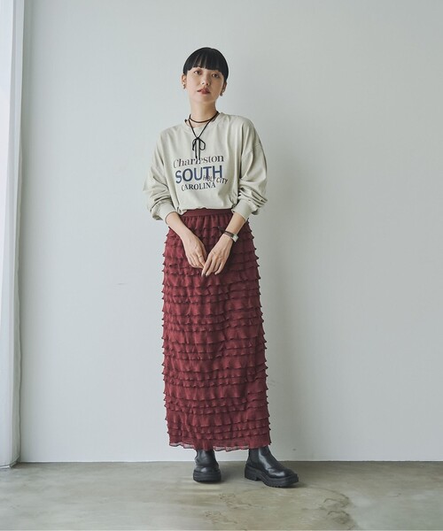 coen（コーエン）の「フリルナロースカート（スカート・レディース・オフホワイト/ブラウン/ブラック・FREE）」の14枚目の写真