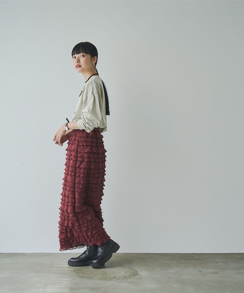 coen（コーエン）の「フリルナロースカート（スカート・レディース・オフホワイト/ブラウン/ブラック・FREE）」の15枚目の写真