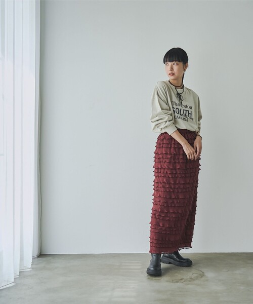 coen（コーエン）の「フリルナロースカート（スカート・レディース・オフホワイト/ブラウン/ブラック・FREE）」の17枚目の写真