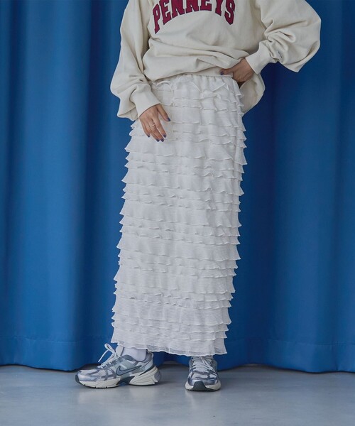 coen（コーエン）の「フリルナロースカート（スカート・レディース・オフホワイト/ブラウン/ブラック・FREE）」の18枚目の写真