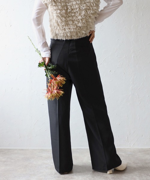 ENC(エンク)の「two tuck double waist pants / ツータックダブルウエストパンツ(その他パンツ・レディース・ブラック/ベージュ系その他・S/M)」の7枚目の写真
