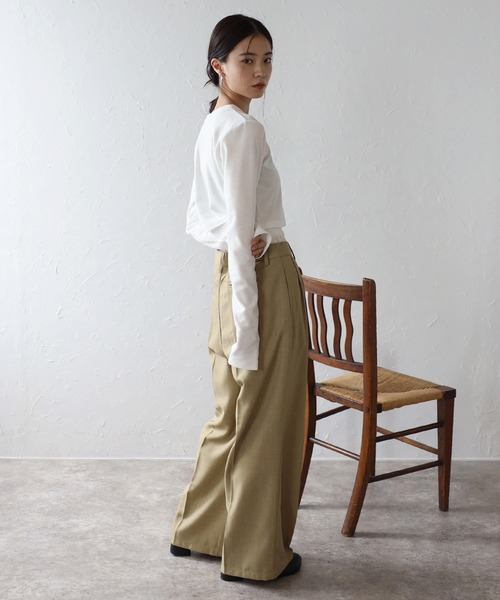 ENC(エンク)の「two tuck double waist pants / ツータックダブルウエストパンツ(その他パンツ・レディース・ブラック/ベージュ系その他・S/M)」の11枚目の写真