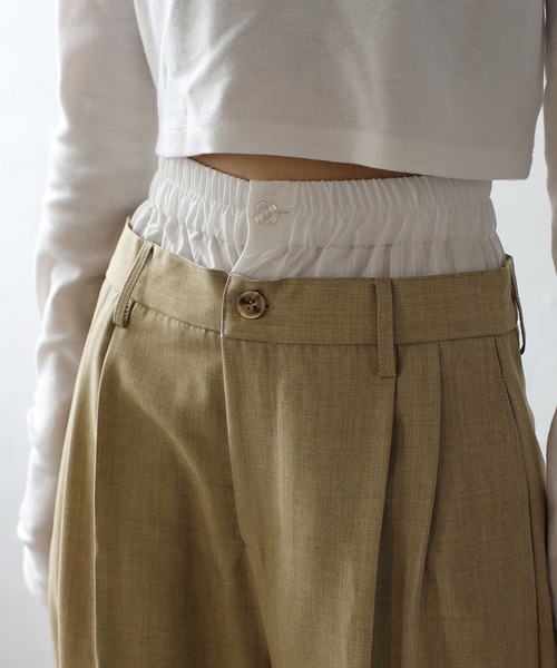 ENC(エンク)の「two tuck double waist pants / ツータックダブルウエストパンツ(その他パンツ・レディース・ブラック/ベージュ系その他・S/M)」の14枚目の写真
