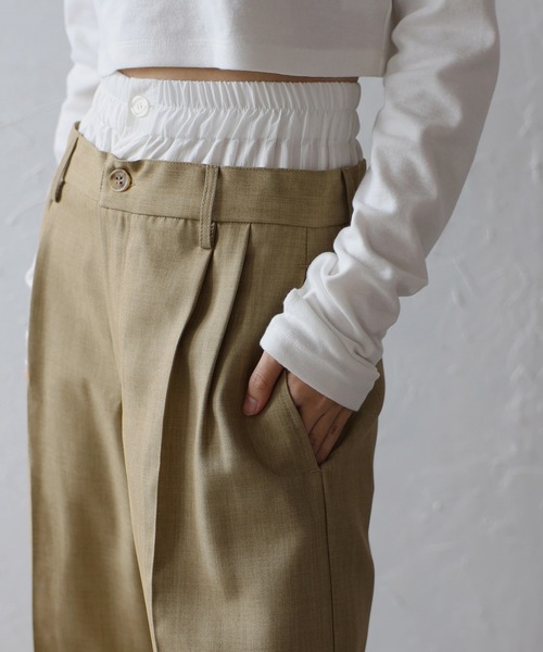 ENC(エンク)の「two tuck double waist pants / ツータックダブルウエストパンツ(その他パンツ・レディース・ブラック/ベージュ系その他・S/M)」の15枚目の写真