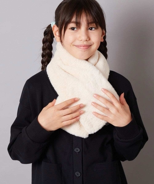 a.v.v（アーヴェヴェ）の「[KIDS]リボンスヌード（ストール/ショール・キッズ・アイボリー/ライトピンク・120）」の6枚目の写真