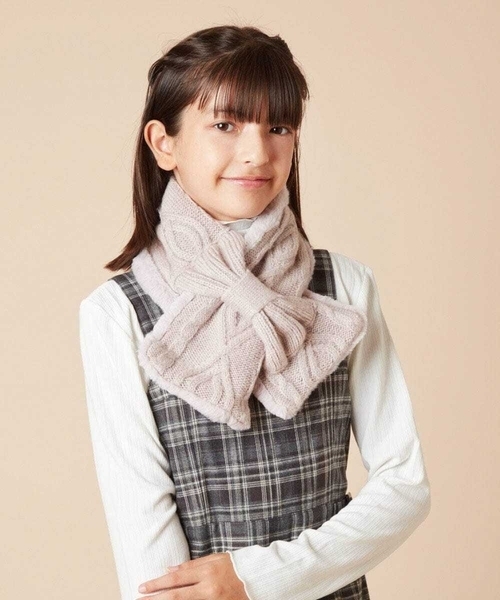 a.v.v（アーヴェヴェ）の「[KIDS]リボンスヌード（ストール/ショール・キッズ・アイボリー/ライトピンク・120）」の14枚目の写真